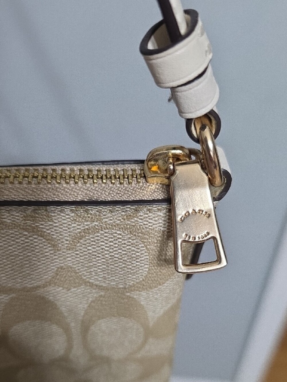 Coach Beige Signature Canvas Crossbody with Gold Accent - Picture 3 of 8